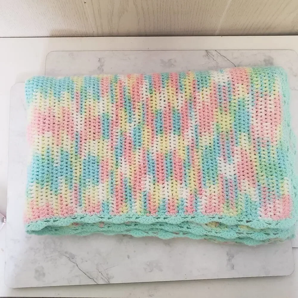 Crochet multi color baby crib blanket size 36
